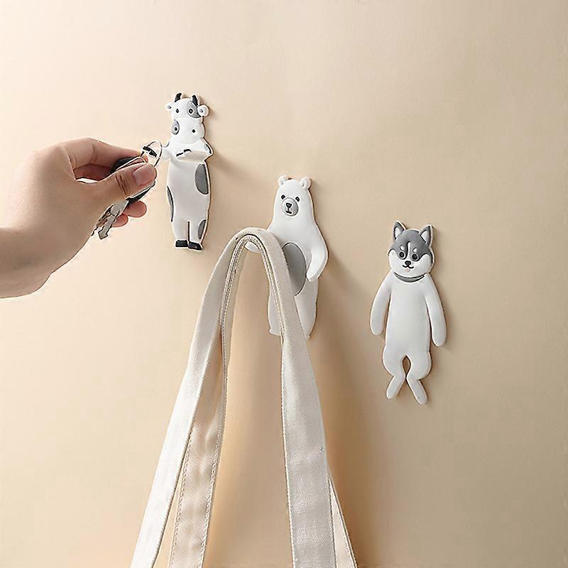 Creative Cartoon Animal Shape Hook Adorable Pet Bendable Fun Flexible Self-adhesive Seamless Hook
