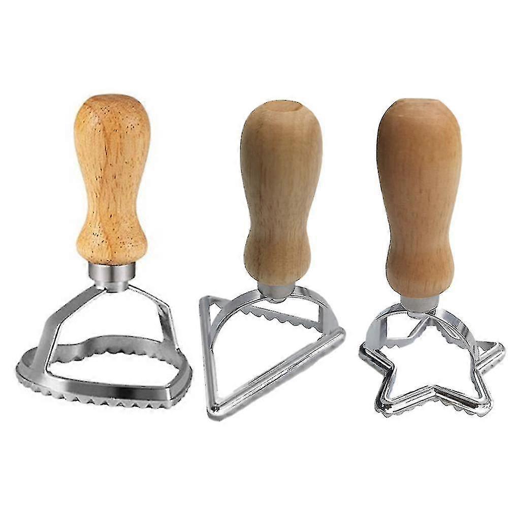 Ravioli Stamp Maker Cutter,mold With Wooden Handle And Fluted