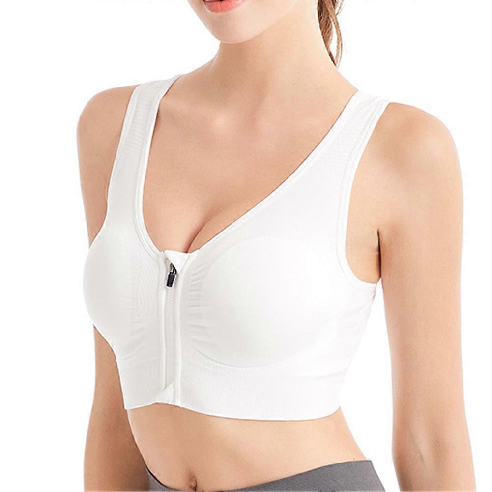 Breathable Zip Front Sports Bra Shockproof Wirefree Running Vest Yoga Bra Underwear for Women