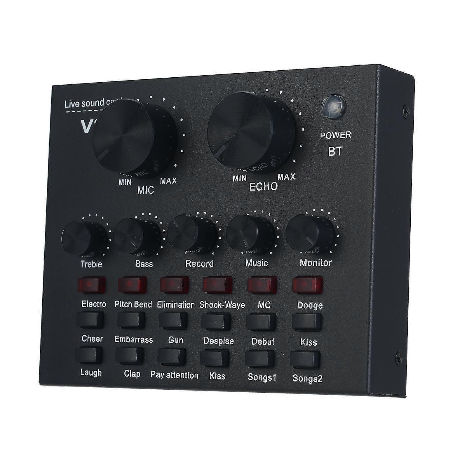 Multifunctional BT Live Sound Card Intelligent Audio Mixer Sound Card for Computers and Mobilephone Live Sound