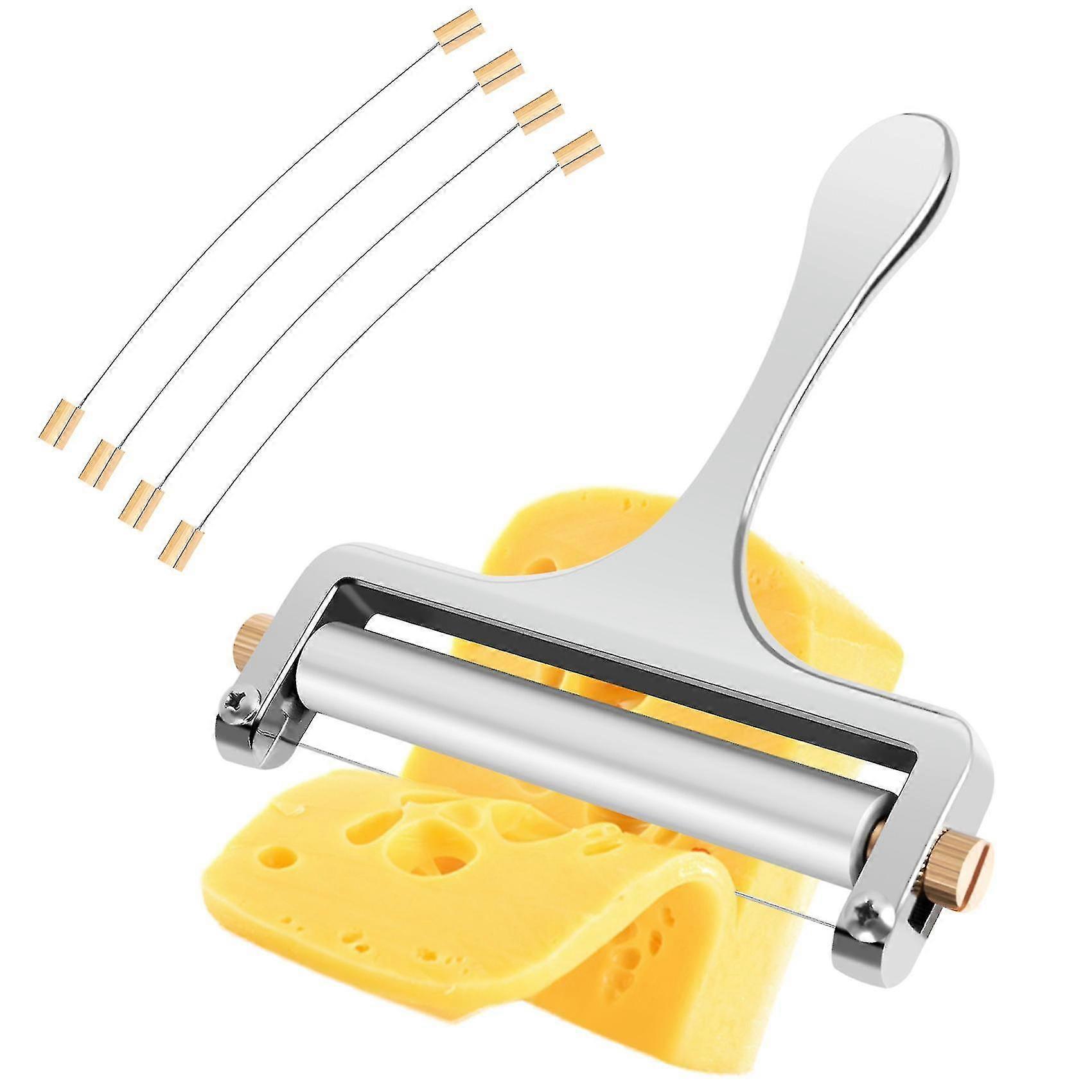 Cheese Slicer, Adjustable Thickness Heavy Cheese Slicers with Wire for Soft & Semi-Hard Cheeses -4 Cutting Wire Included-Yvan
