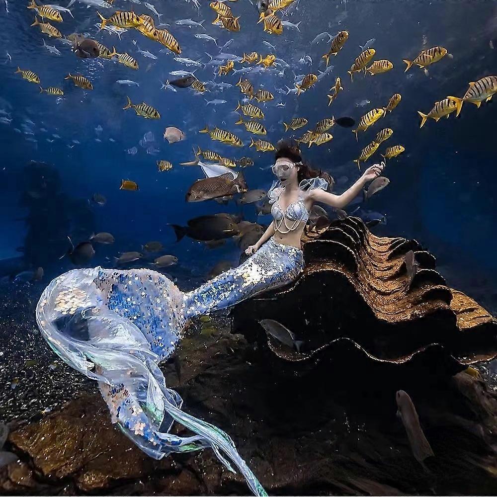 Big Mermaid Tail With Sparkle Shiny Sequins For Swimming Aquarium