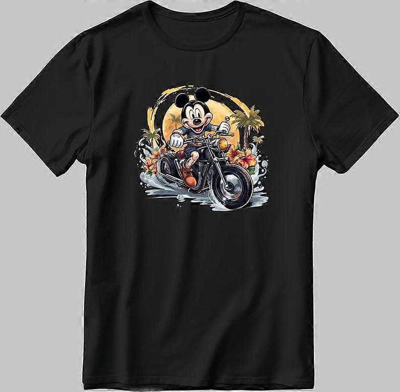 Mickey Mouse With Motorcycle Short Sleeve T Shirt unisex-Biu194