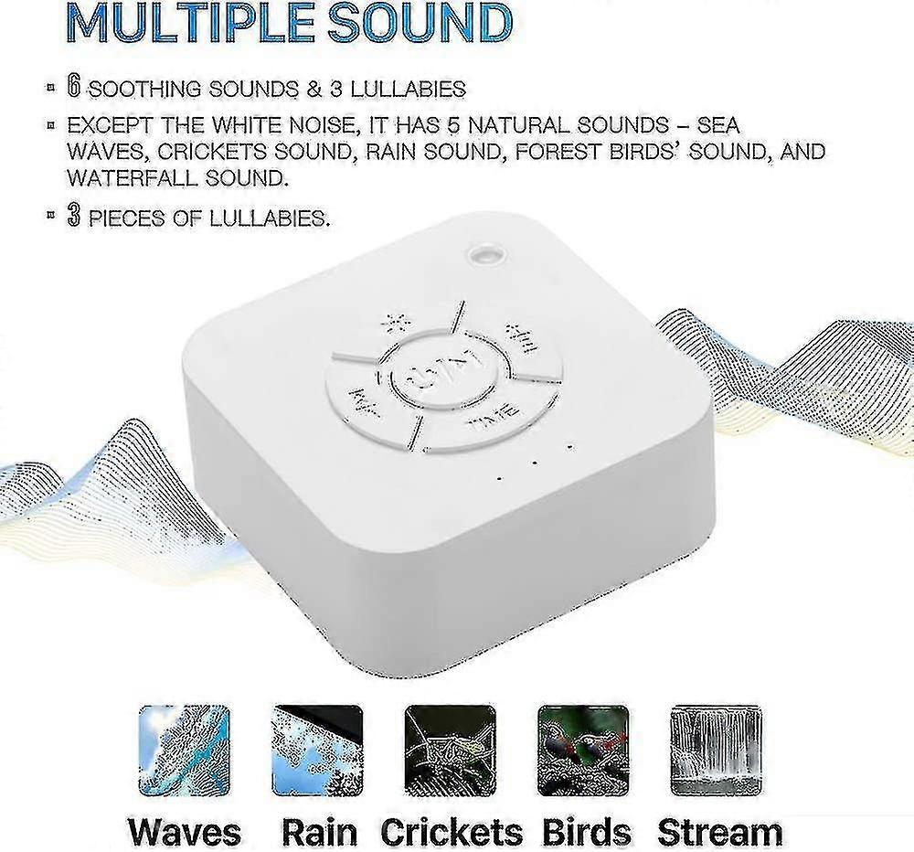 Portable White Noise Machine - High Fidelity Sound Therapy Device For Relaxation, Sleep, And Soothing Lullabies With Nature Sounds