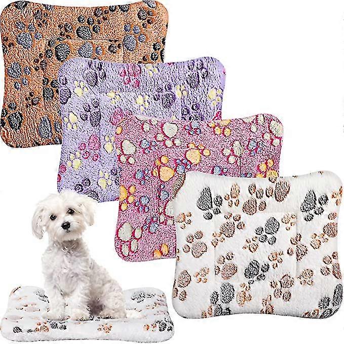 Ghyt 4 Pack Ultra Soft Dog Cat Bed Mat With Cute Prints Reversible Fleece Dog Crate Kennel Pad Thickened Hamster Guinea Pig Bed Cozy Dog Bed Mat Washa