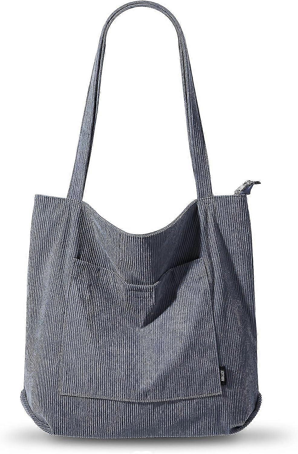 Corduroy tas voor dames, schoudertas, tote bag, corduroy, shopper, handtas met ritssluiting, schoudertas, hengseltas, grote capaciteit, voor werk, kantoor, reizen, winkelen, school, dagelijks gebruik