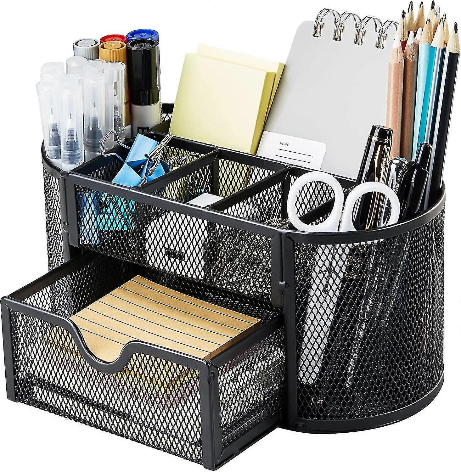 Mesh Schreibtisch Organizer Stifthalter Schreibtisch Schreibwaren Brobedarf Box mit 8 Fchern und 1 Schublade