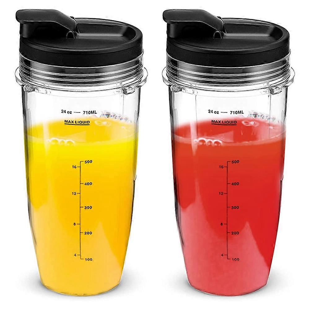 2er-Pack Ersatz 24 Oz Mixbecher mit Deckel für Nutri Ninja Auto IQ BL450 BL480 NN102 Mixer Ac