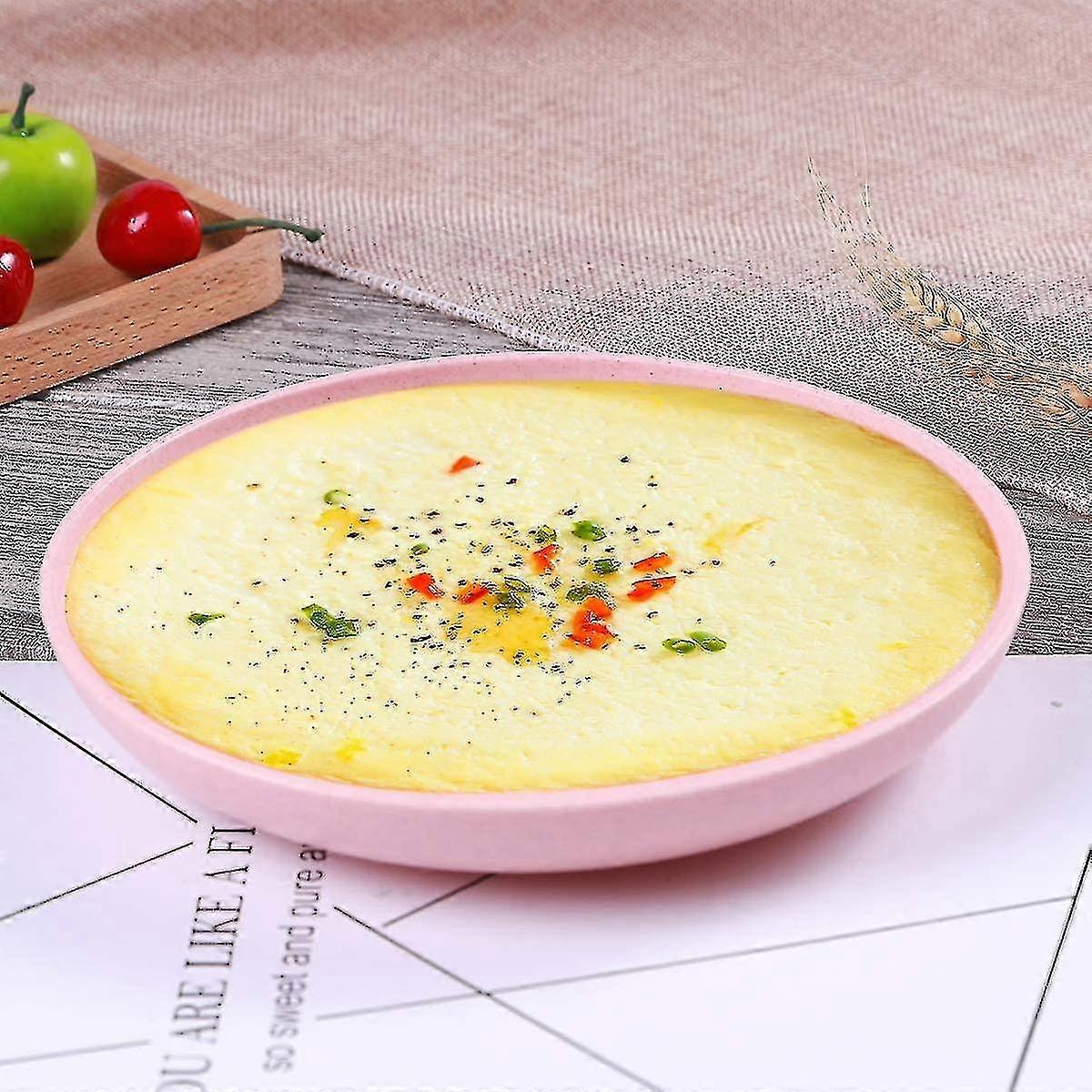 4 Pack Lightweight Wheat Straw Plates, Degradable Dinner Plates