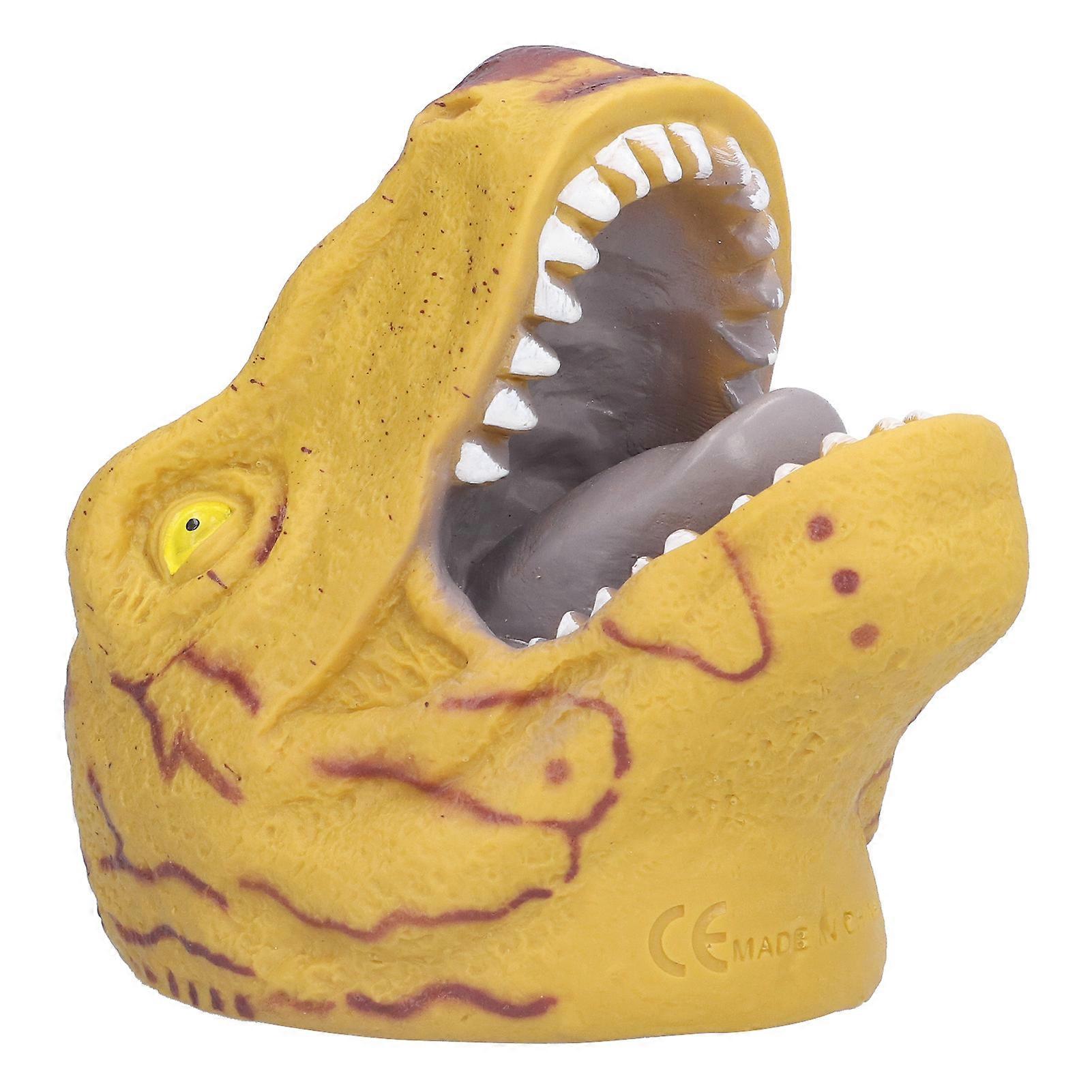 Dinosaur Hand Puppet Realistic Soft Halloween Tyrannosaurus Role Play Toy for KidsYellow