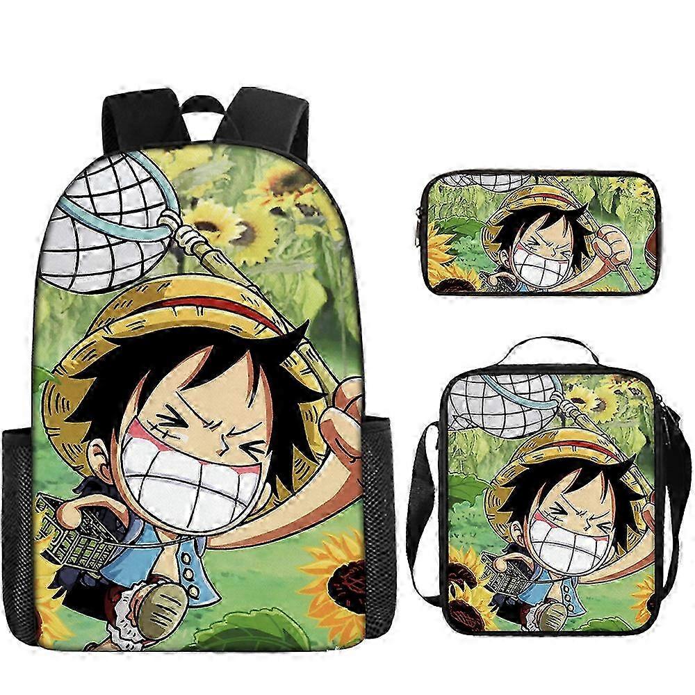 Pirate King Cartoon School Bag Three-piece Set Of Large-capacity Portable