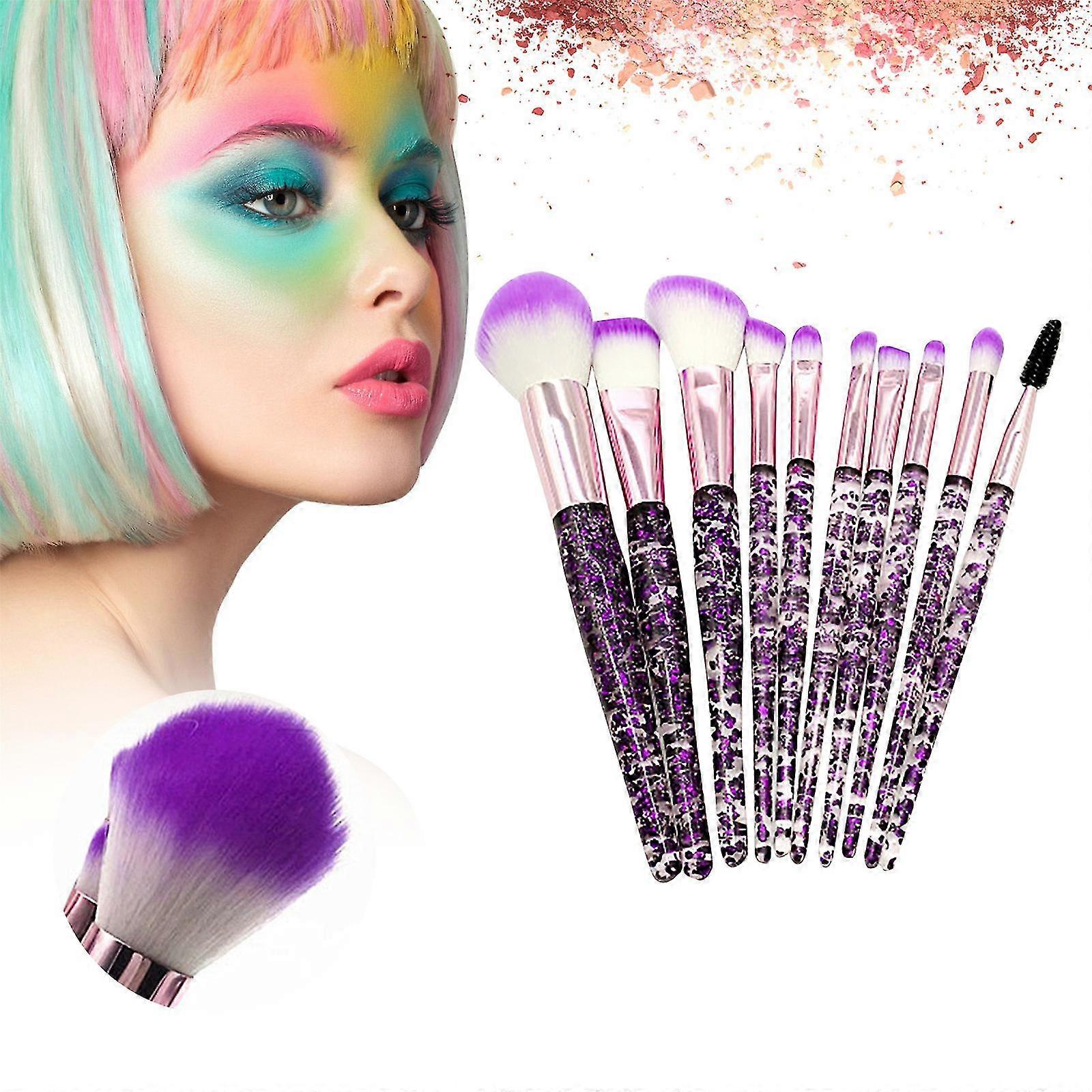 10pc Portable Makeup Brush Set, Foundation Brush, Eye Shadow Brush Set