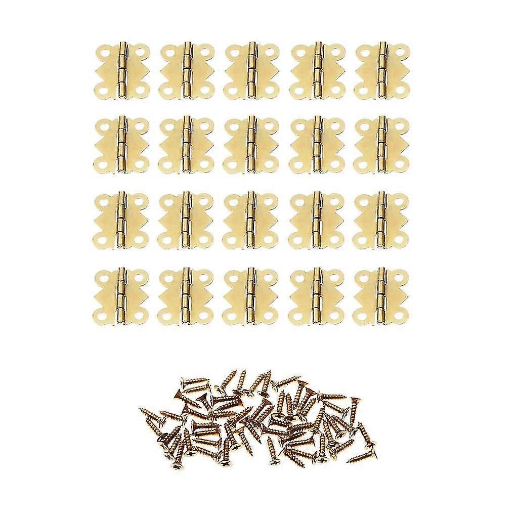 20pcs Mini Iron Butterfly Hinges For Cabinet Drawer Door Golden
