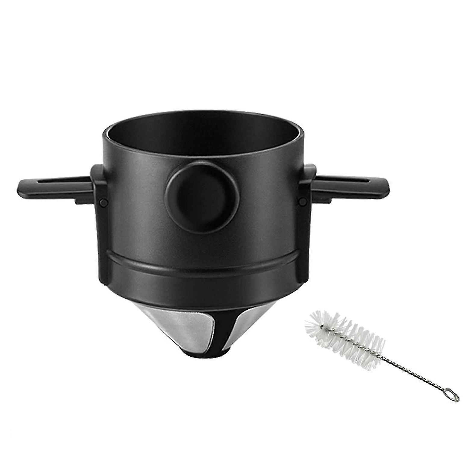 Reusable Pour Over Coffee Maker With Brush Cone Coffee Dripper Filter 1-2 Cup Paperless With Collapsible Holders