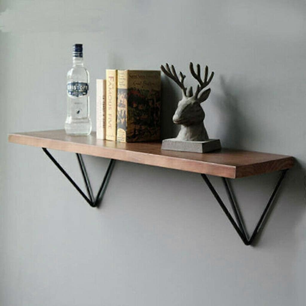Set of 2 Geometric Prism Metal Triangle Shelf Brackets - Black
