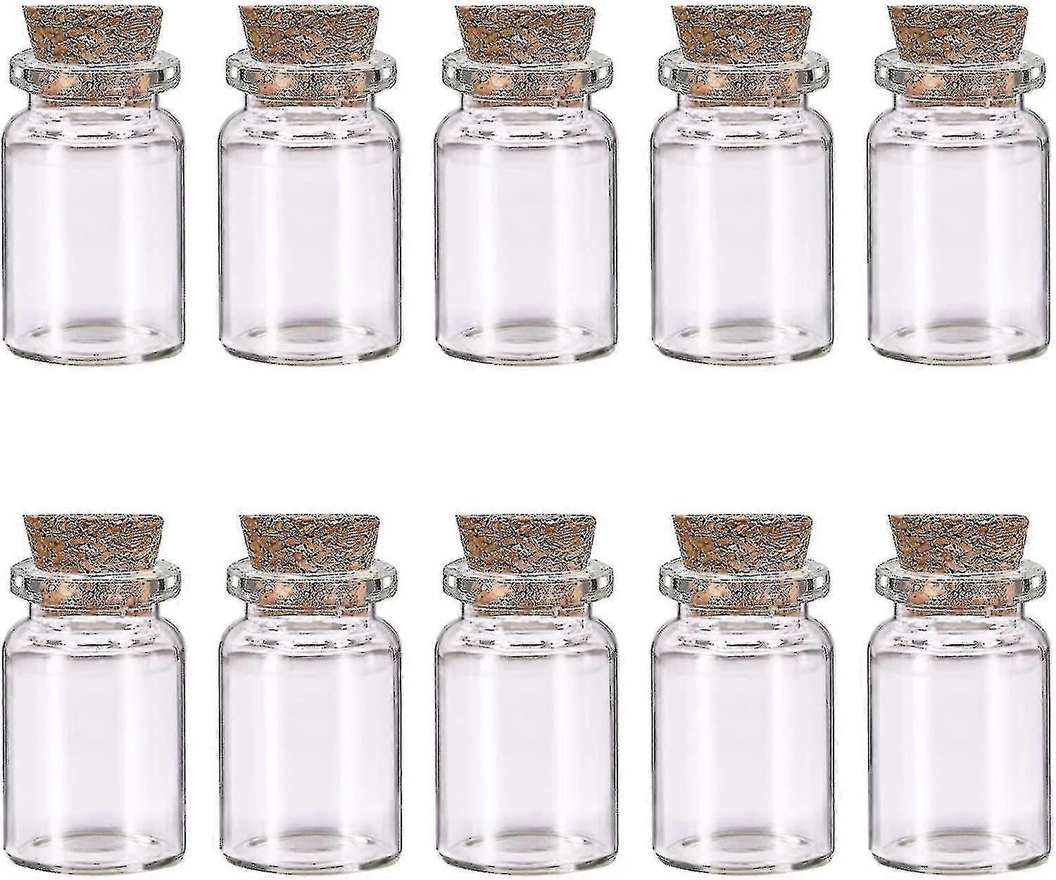 10 Pcs Small Glass Bottles With Cork Lids, Mini Glass Bottles With Stoppers Empty Spell Jars Small Message Bottles Tiny Wishing Bottles Miniature Poti