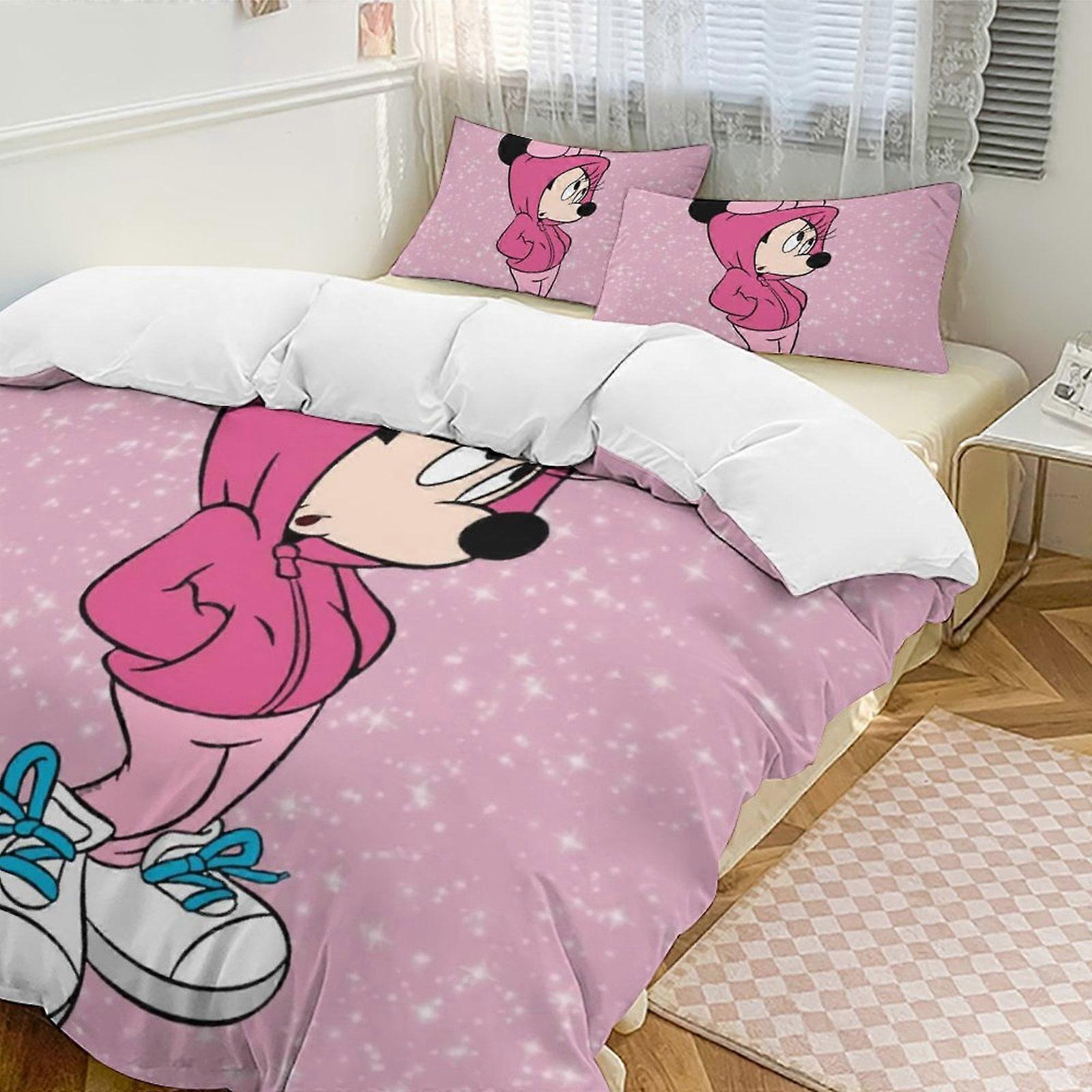 v4035  Bed Sheets Bedding Minnie MouseCartoon Collection 3-Piece Comforter Set, Personalized Bedding Decor for Kids And Teens  Bed Sheets  yuq4035