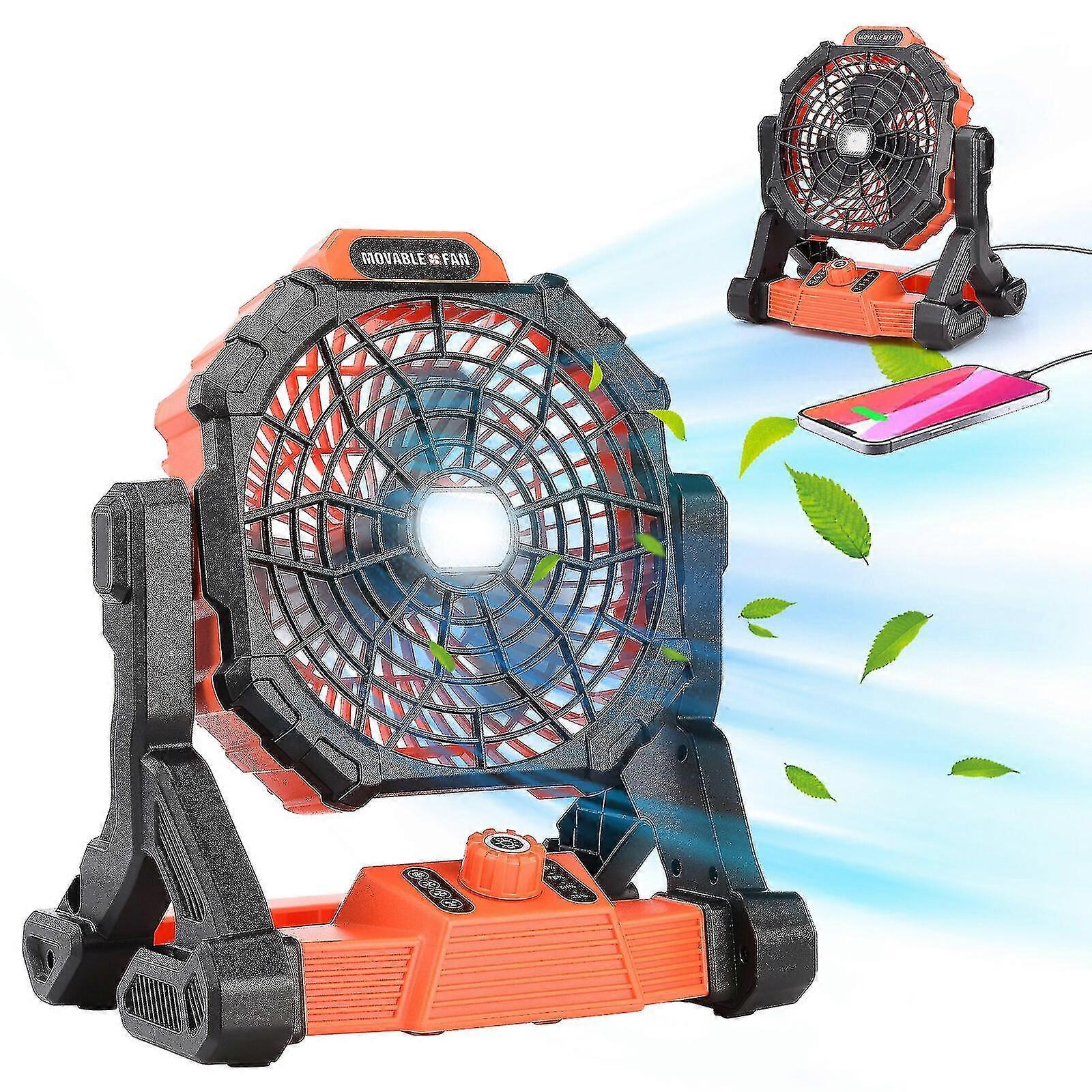 Camping Fan Light, Portable Rechargeable Fan With Led Lantern For Tent, Hiking, Emergency