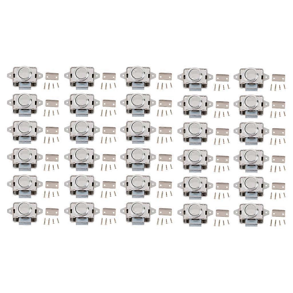 30x Heavy-duty Push Button Lock RV Boat Drawer Cupboard Home Cabinet Sliver