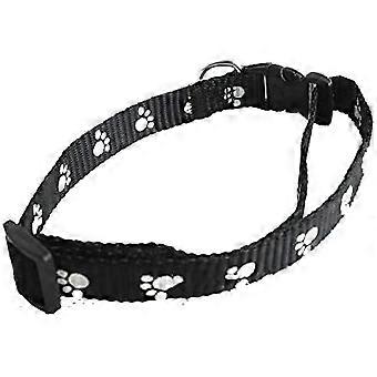 Paw  Design Adjustable Cat Collar with Bell Quick Release  Buckle Necklace Collar for Cat Dog Black S,1.0*31cm