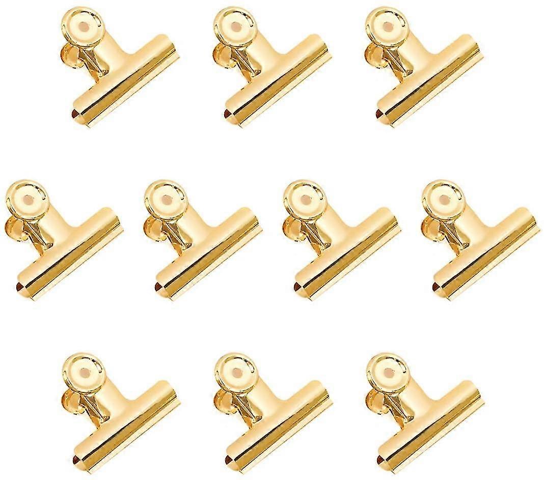 ゴールドバインダークリップ、10パック2インチステンレススチール大型金属ヒンジペーパークリップクランプ写真、ホームキッチン、オフィス用品(50mm)