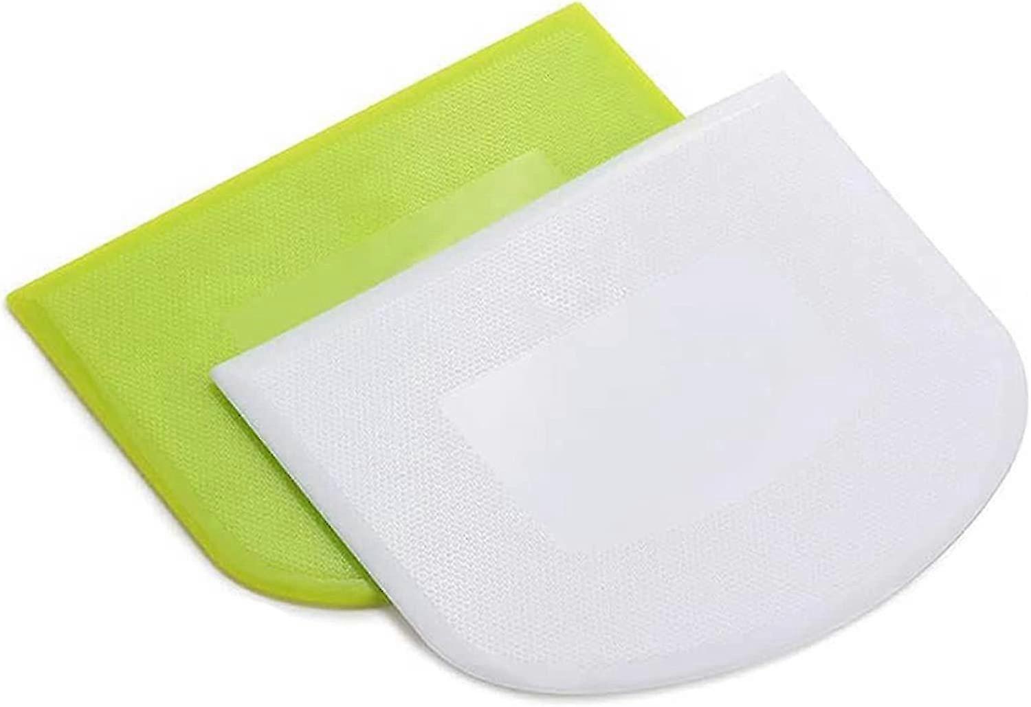 Dough Scraper Bowl Scraper Cake Scraper Set Cutter For Cooking Cake Fondant Bread Dough Making Decorating Tools Kitchen Gadgets (green&white)(2pcs)