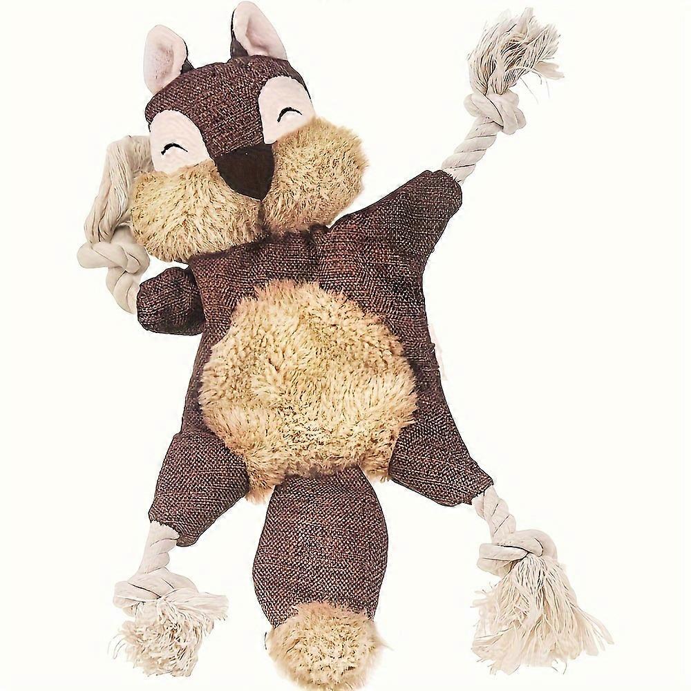 Squeaky Dog Toy - Durable Chew Toy For Aggressive Chewers, No Stuffing Crinkle Sound, Rope Knots For Teething Puppies & Interactive Play, Tough Squirr