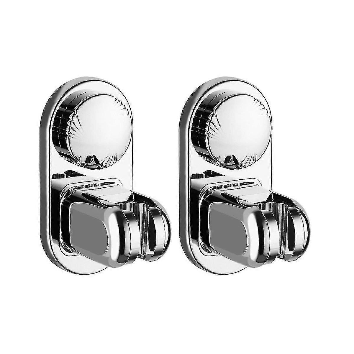 2 Wall  Mounted  Shower  Brackets  Bathroom  Adjustable  Suction  Cup  Holder  Shower  Head  Shower  Base 5 Angles  Adjustable  Silver