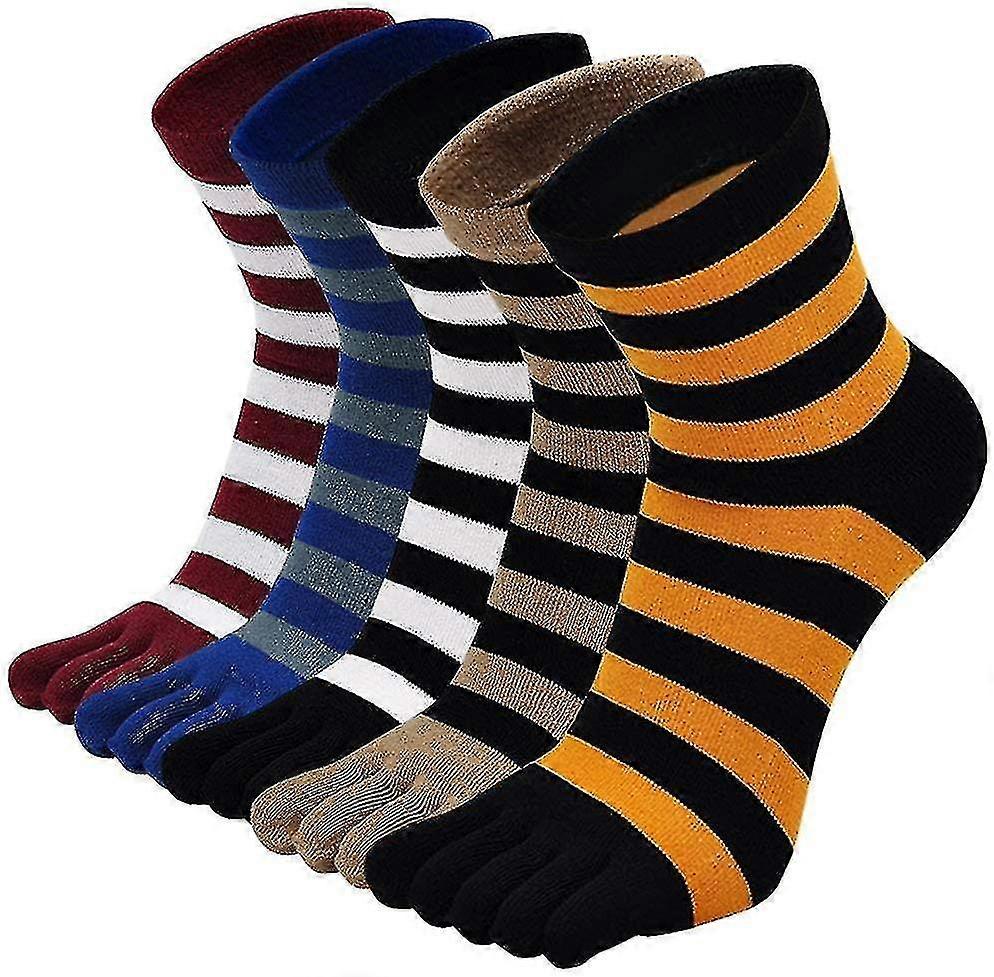 Mens Toe Socks Finr Crew Socks Athletic Running Socks 5 Pack