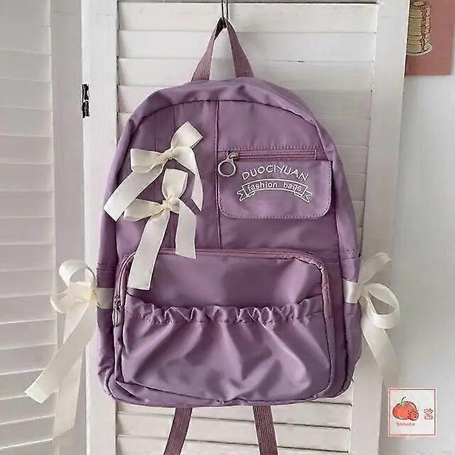 Lovely Bowknot All-match Backpack Forwomen Casual Japanese Style Lolita Zipper Soft Handle School Backpack for College Students Backpacks