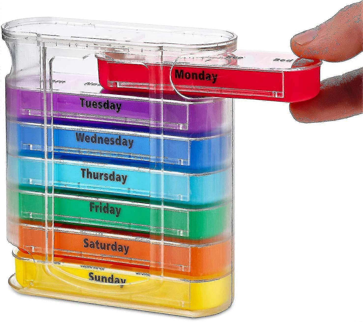 Weekly Pill Organizer, 4 Times a Day, Stackable, AM/PM Compartments