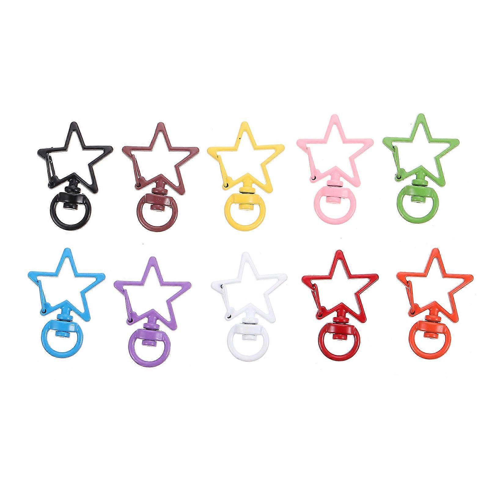 10pcs Alloy Five-pointed Star Key Ring Buckle Openable Spring Ring Clasps