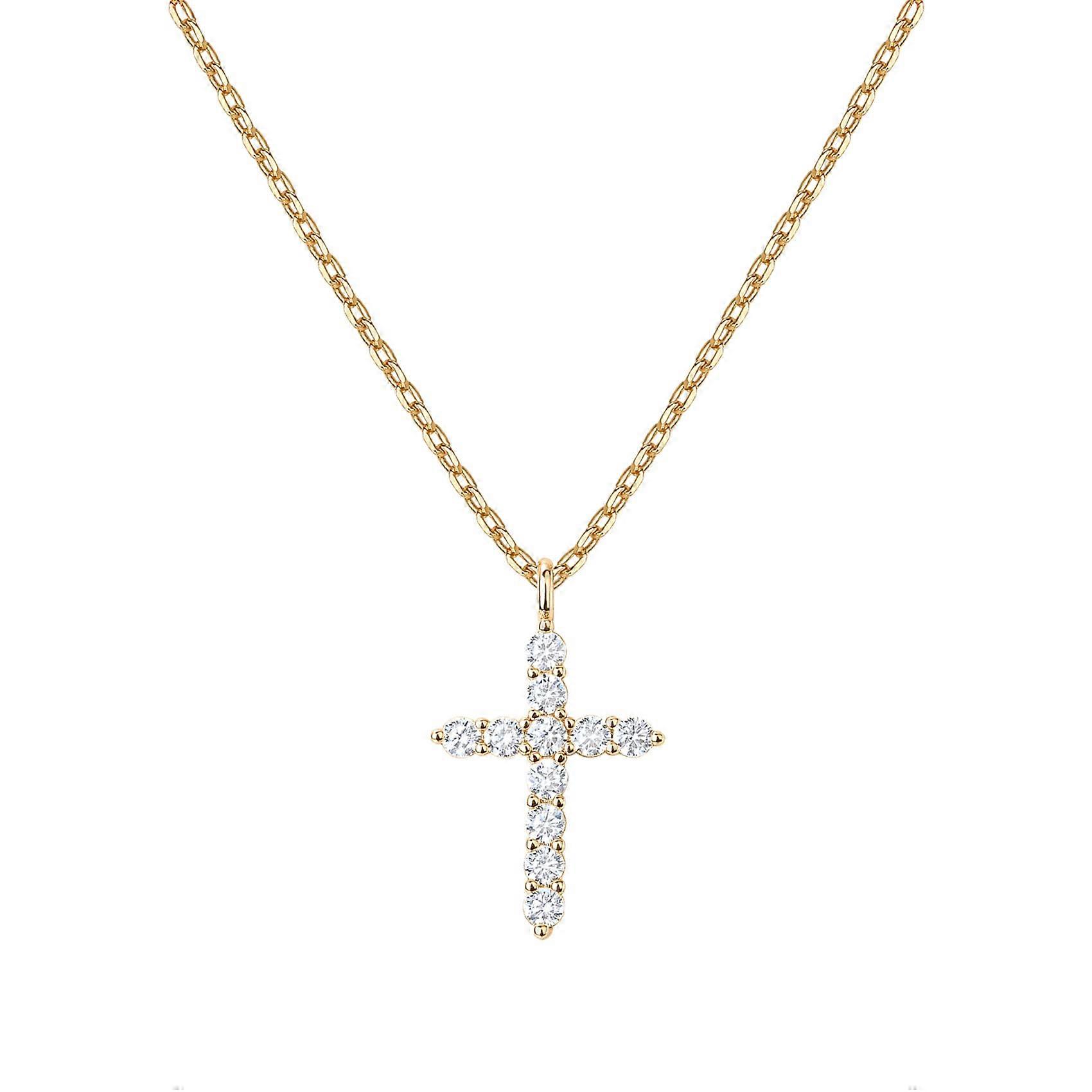 Collier croix en plaqué or 14 carats pour femme | Pendentif Croix