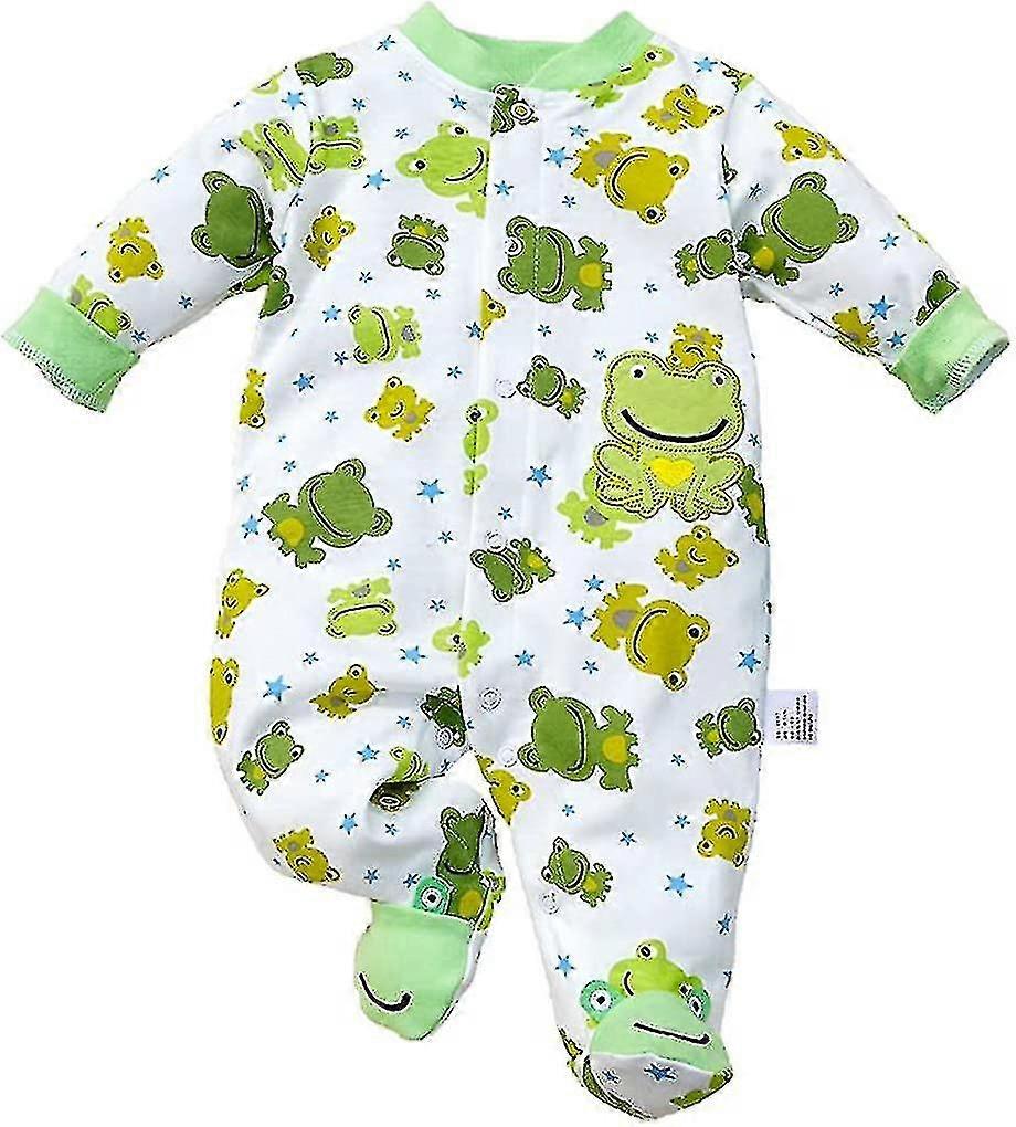 Spädbarn Baby Flicka Pojke Onesie Bomull Nyfödd Outfit Bodysuit Jumpsuit Lång Eeve Romper