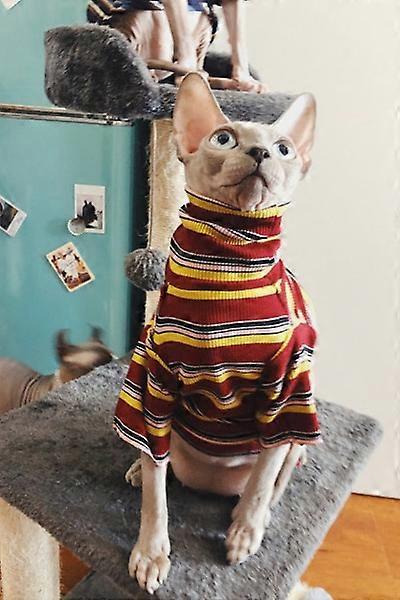 בגדי חתולים לספינקס בגדי חתול חסרי שיער בגדי פסים חולצה סרוגה חמה בגדים לחיות מחמד ספק חתולים XS ל XL