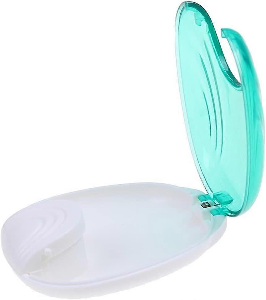 ライトグリーン義歯ボックスポータブルリテーナーケース義歯クリーニングボックス、アライナー、マウスガード、ブレース用のバスケットと収納トレイ付き(グレー)