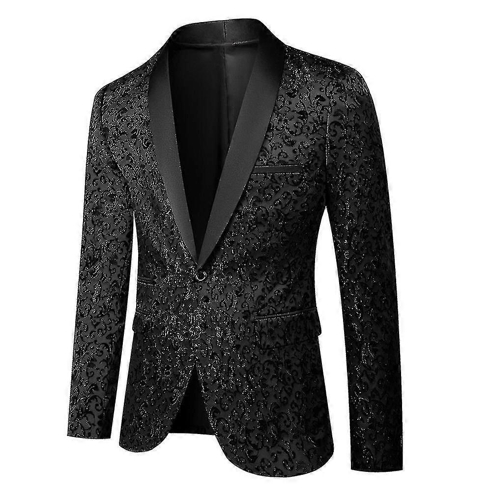 ז'קט טוקסידו פרחוני לגברים פייזלי צעיף דש חליפת כפתור אחד בלייזר לארוחת ערב חגיגית נשף חתונה