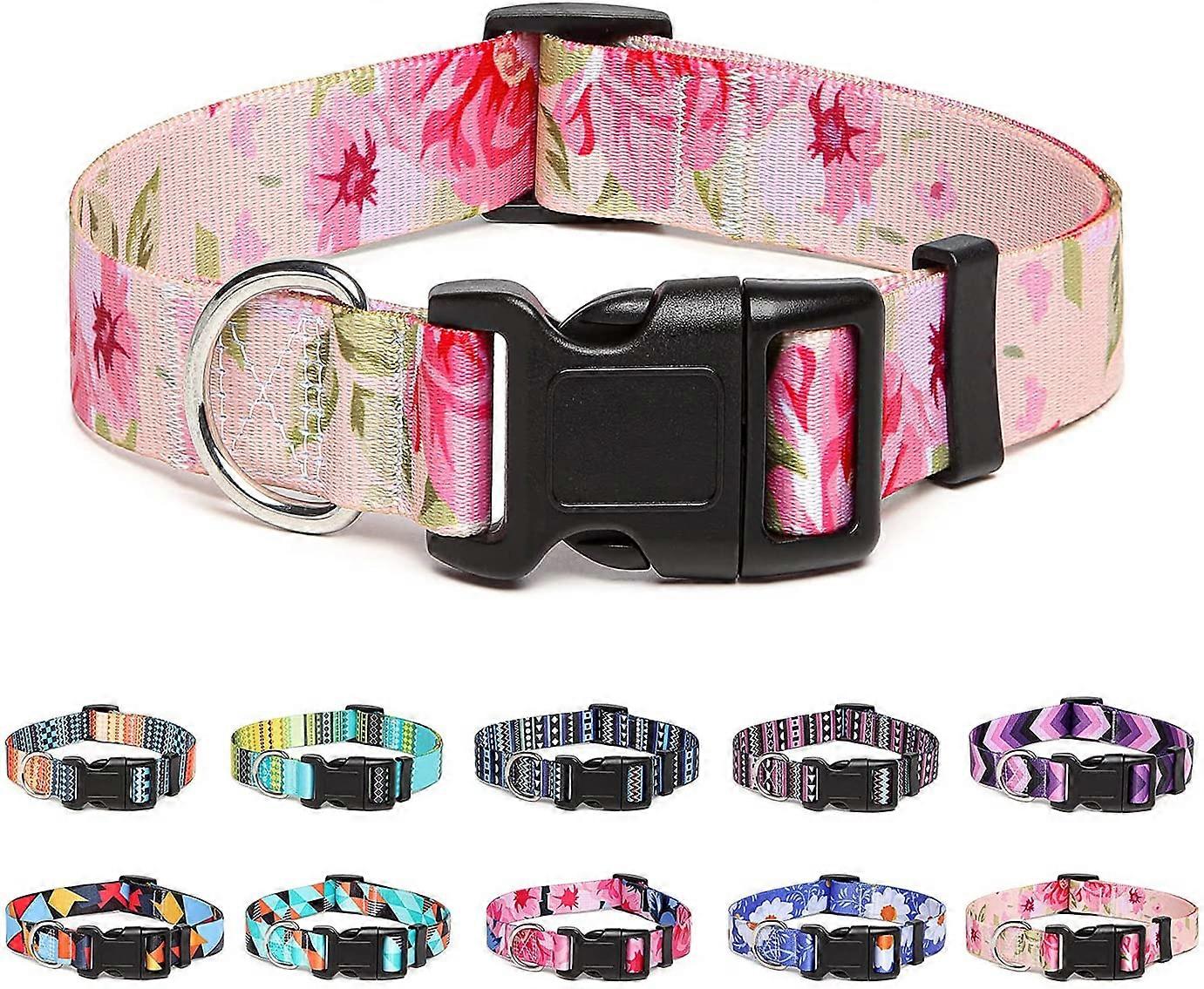Adjustable Nylon Dog Collar with Patterns, Soft Comfy Pet Collar for Small Medium Large Dogs (S, Arrow)