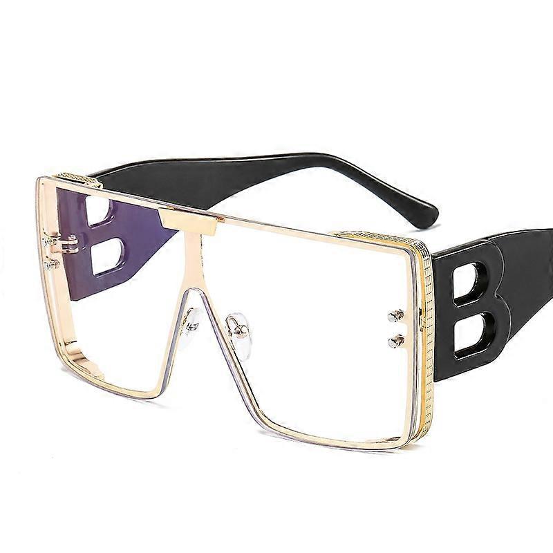 אופנה מסגרת גדולה B אותיות משקפי שמש נשים 2023 מותג יוקרה רטרו מתכת מרובעת משקפי שמש גברים אופנה גוונים הדרגתיים ליידי