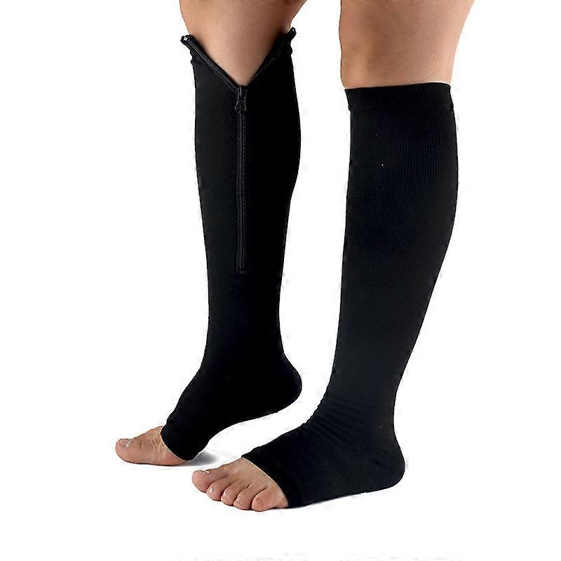 Compression Stockings Toeless Calf Zipper Compression Socks Calf Compression Sleeve for Varicose Vein