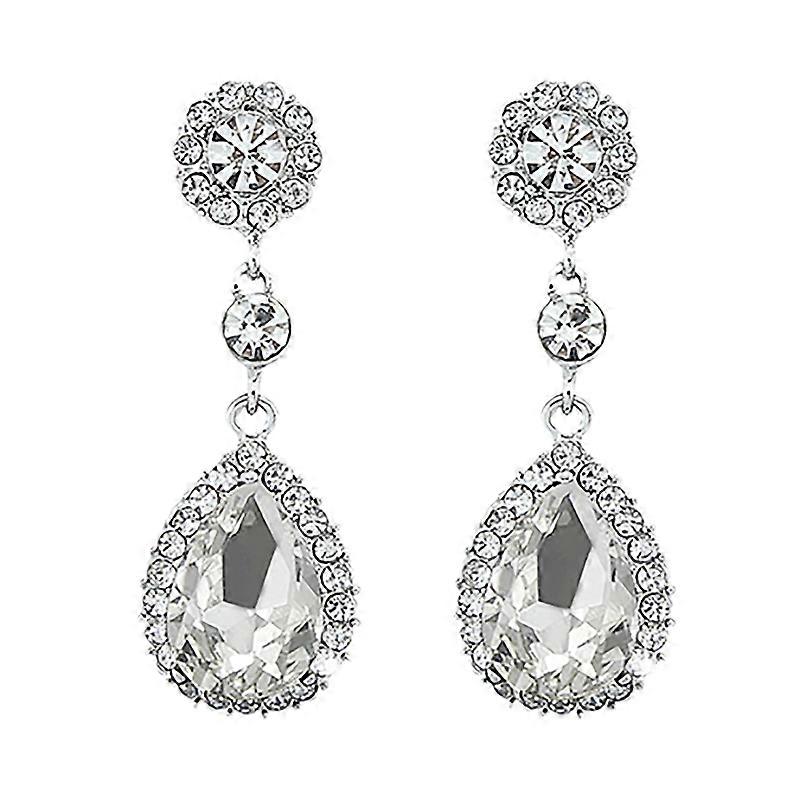 Women Luxury Water Drop Chandelier Earrings Rhinestone Ear Drops Jewelry for Daily Life