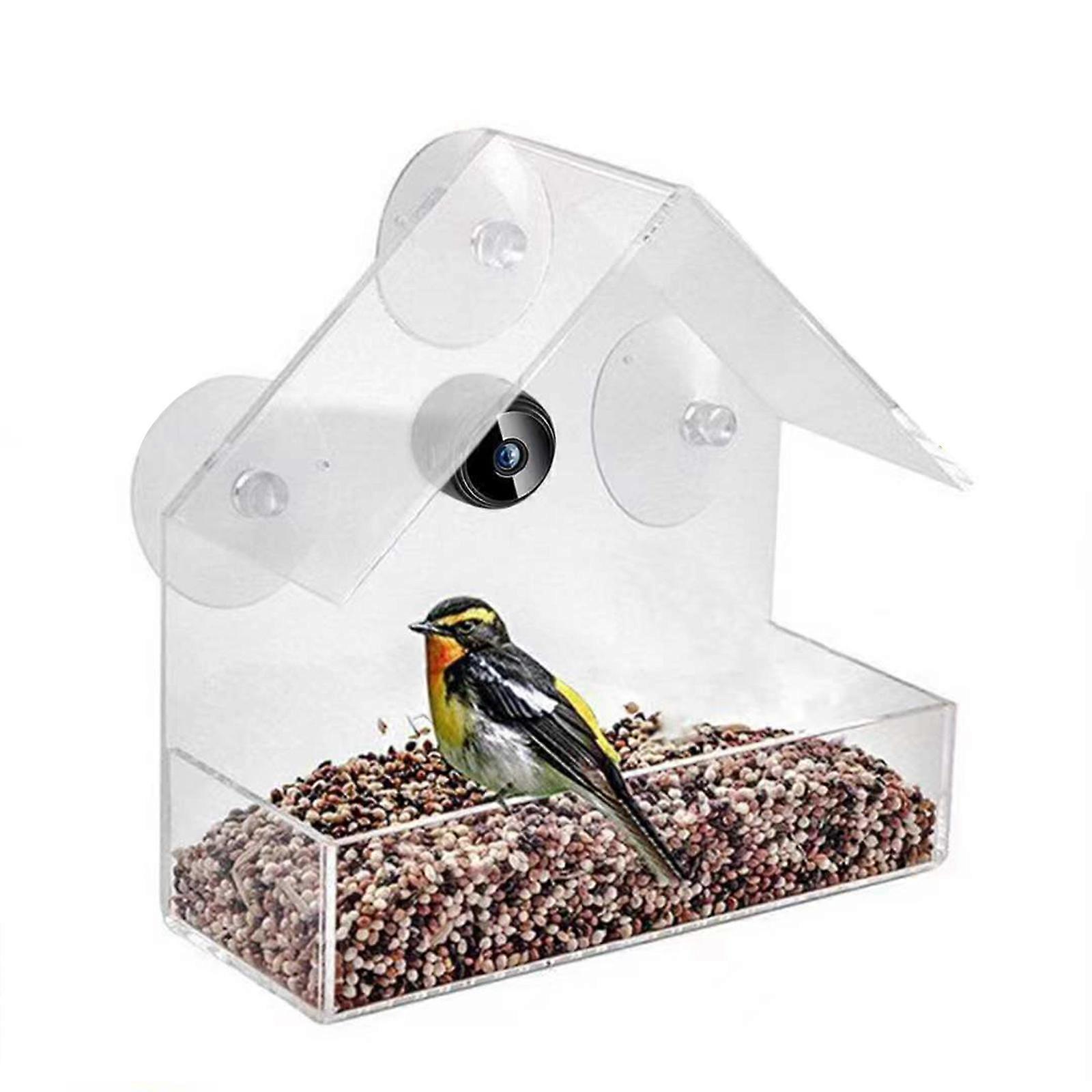 Bird Feeder with Camera, Smart Acrylic Hanging Bird Feeder with 1080p Night-Version Video Camera & 360 Swivel Base, WiFi Remote Connection with Mobile