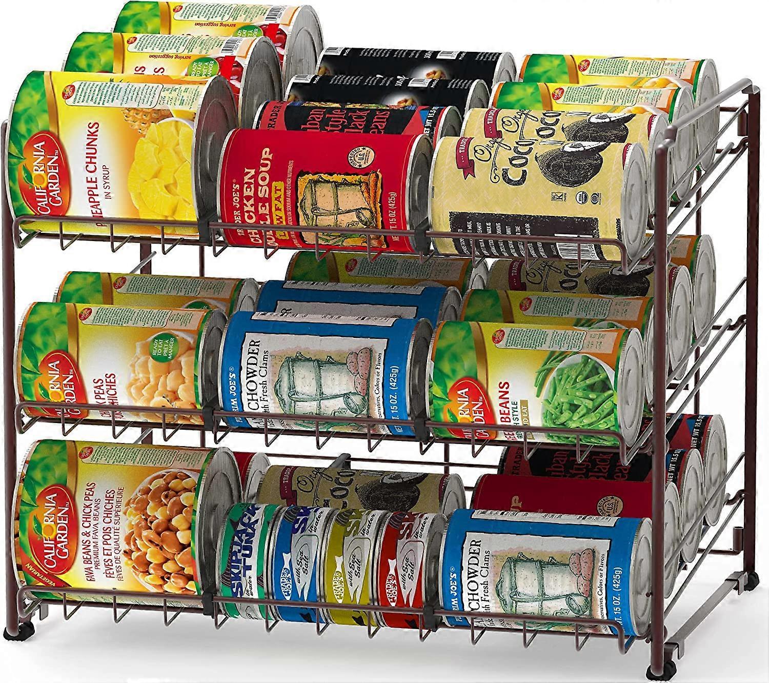 SimpleHouseware Stackable Can Rack Organizer Storage for Pantry, Bronze  Bronze