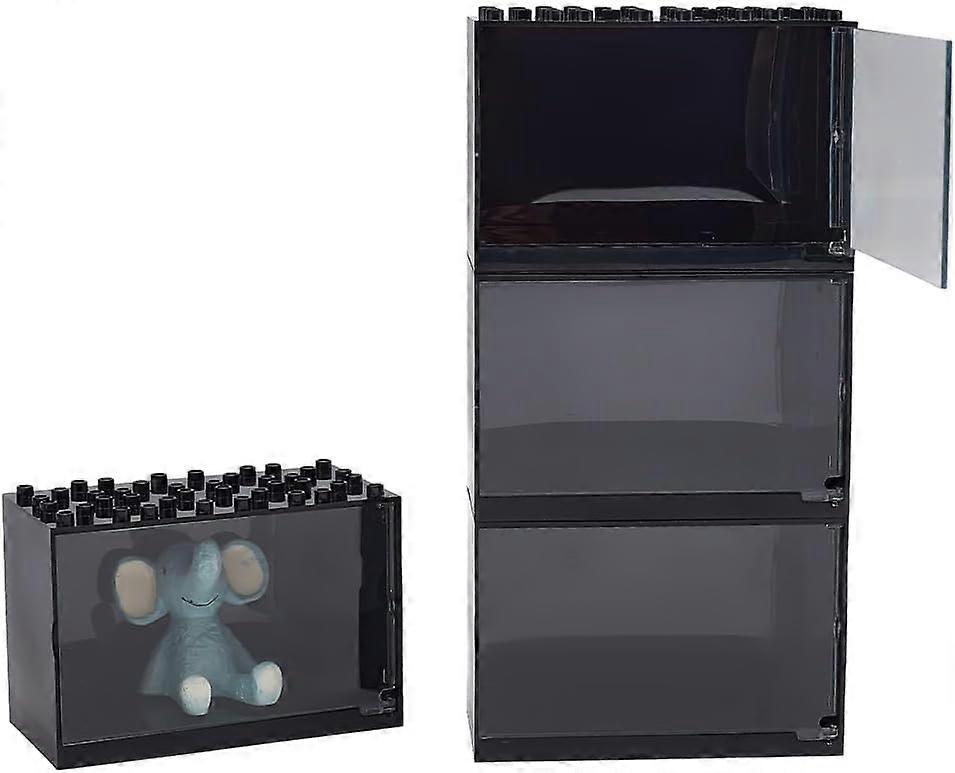 4 Pcs Display Case for Minifigure 4x2x2.7 Inches Black Display Box Storage for Action Figures Blocks Dustproof Building Block Display Box for Models F