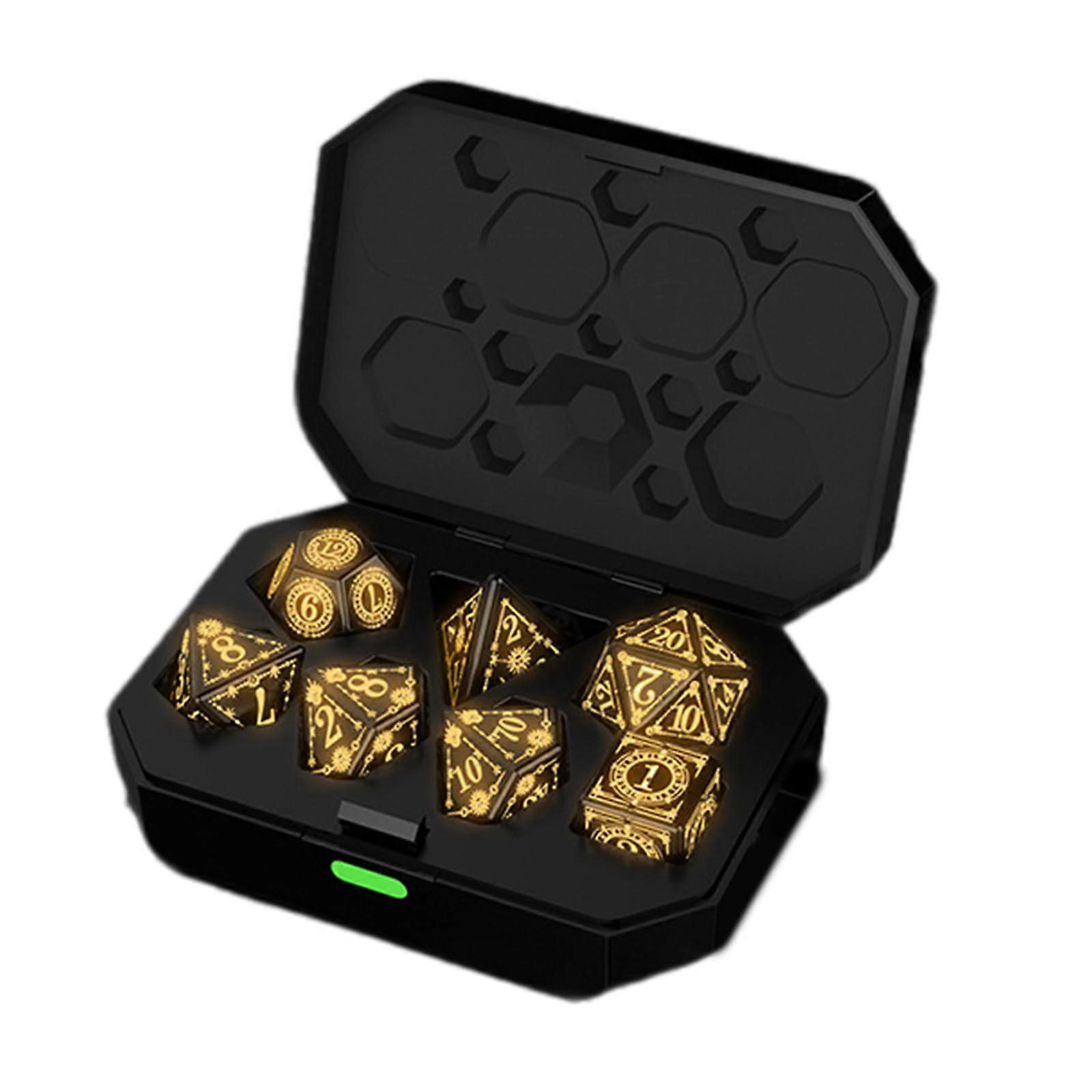 A Set Of 7 LED Luminous DND Dice Dungeons & Dragons Seven Set Dice Warm Light Breathing Light Dice
