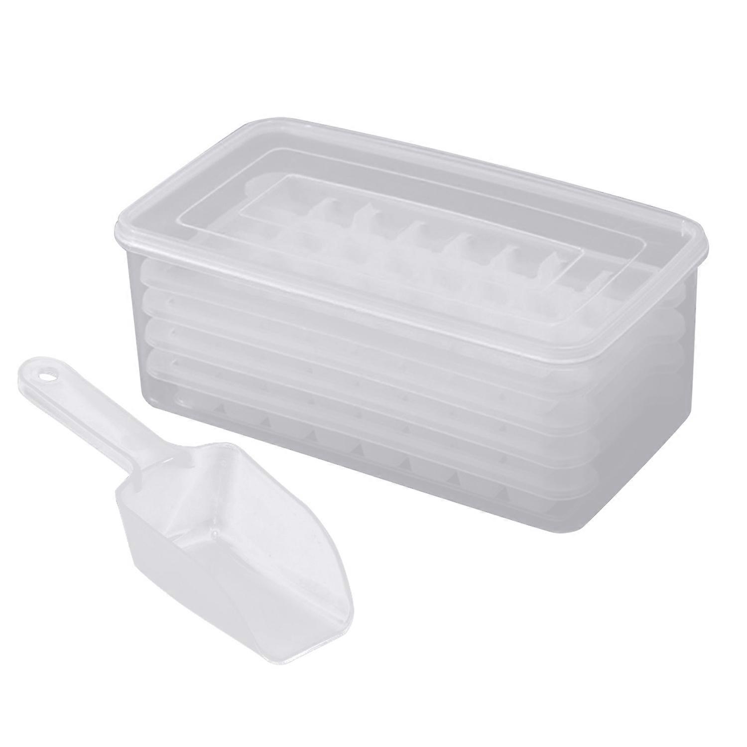 Ice Cube Tray with Lids Scooper Container 32 Cavity Twist Release Stackable Ice Cube Mold Ice Cube