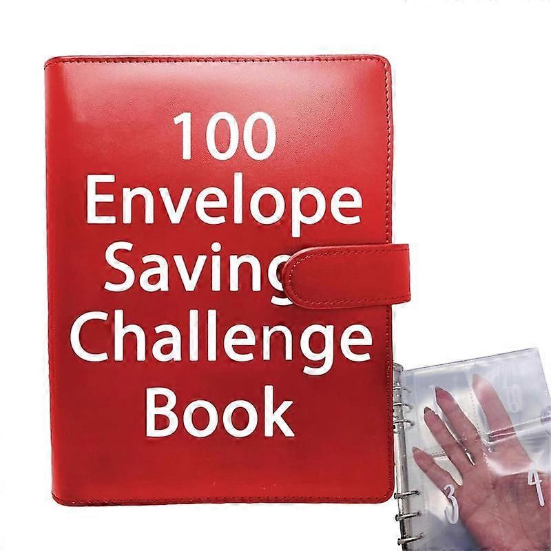 Savings Challenges Binder PU Leather 100 Envelopes Savings Challenges Book Portable Money Saving Binder A5 Waterproof for Travel