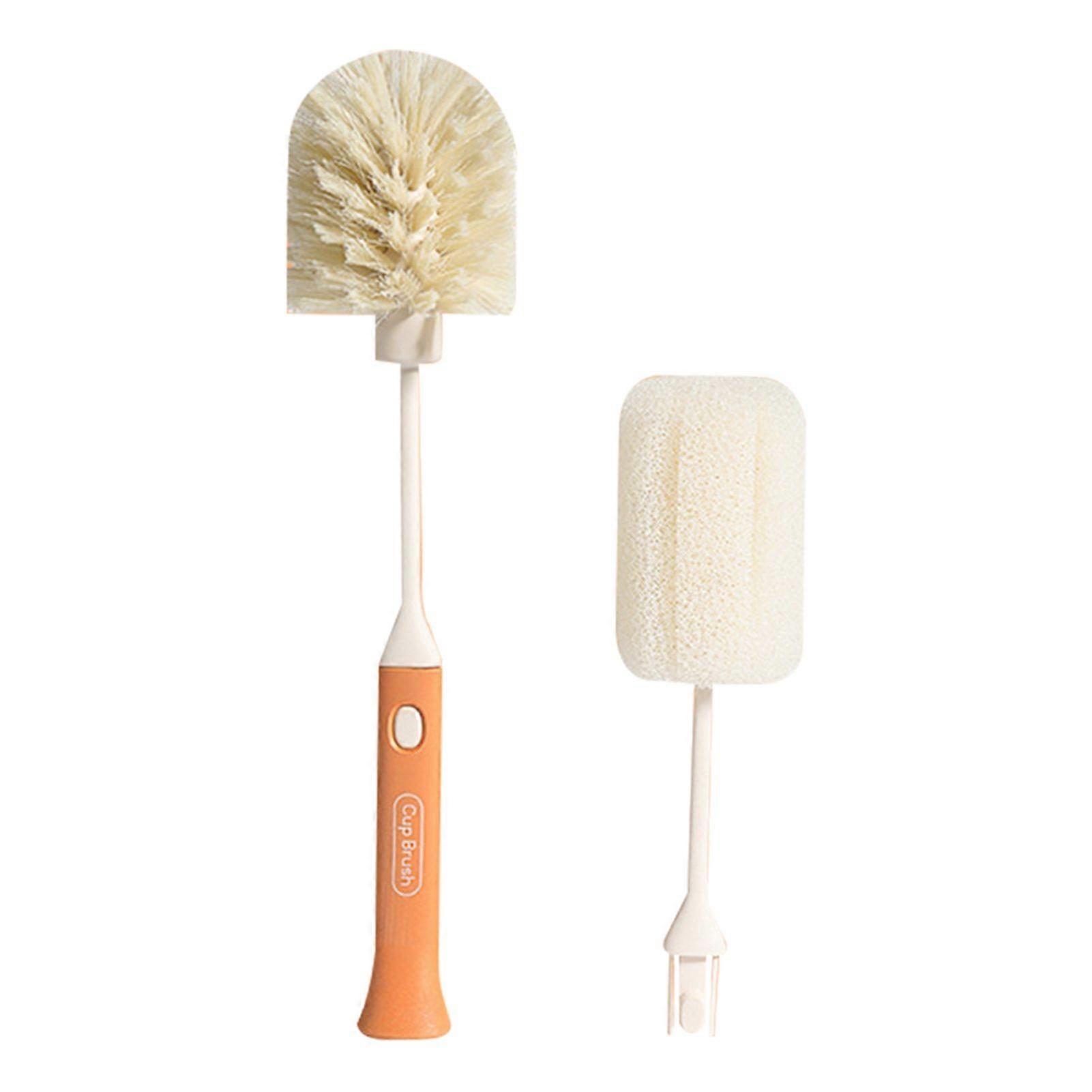 Cup Brush Household Kitchen Sponge Replaceable Long Handle Cleaning Tool for Insulation CupsOrange