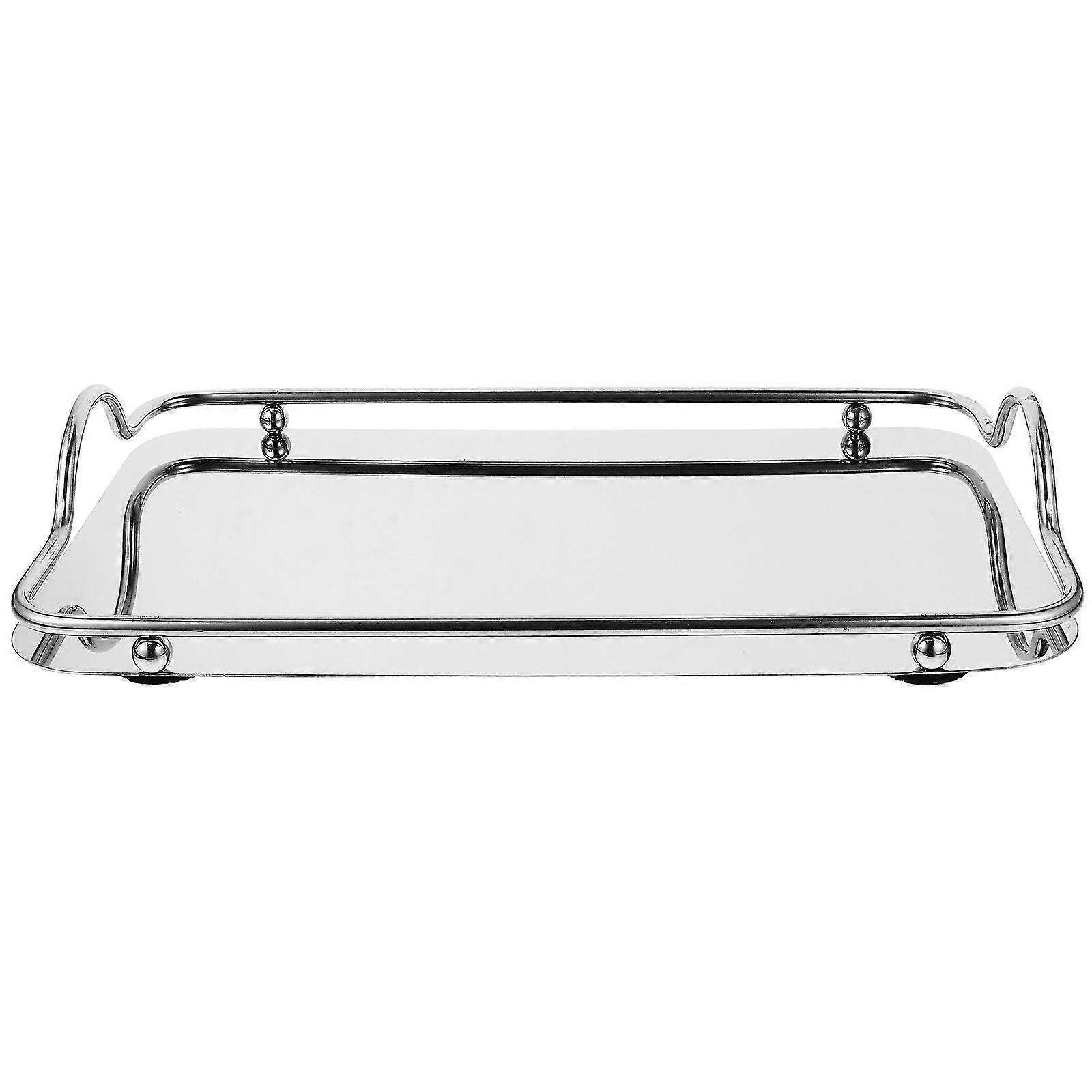 Rectangular Tray Portable Serving Tray Stainless Steel Tray for Coffee Bar Restaurant Home