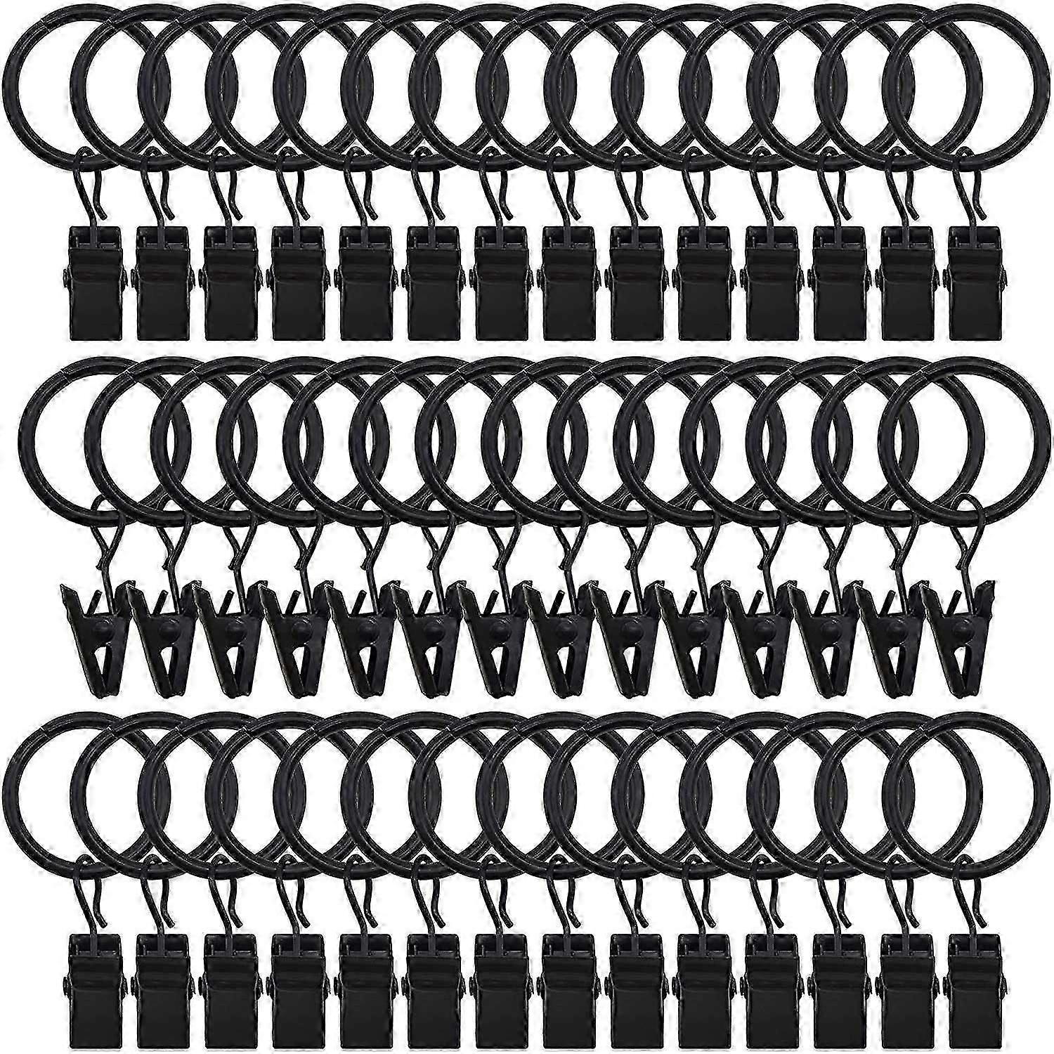 42 Packs of Curtain Ring, with Clips, Decorative Curtains, Rust, Retro, 1 Inch, Inner Diameter, Bla